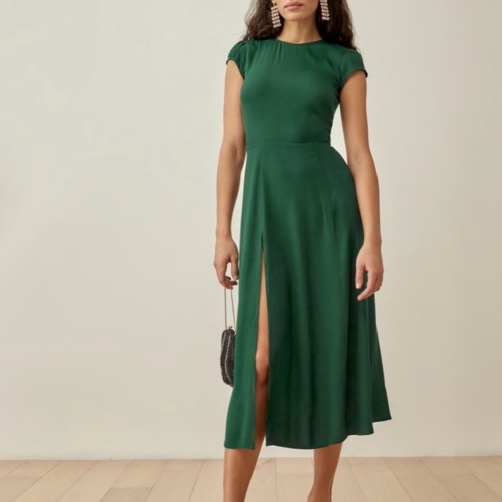 NEW Reformation Gavin Dress Emerald